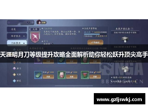 天涯明月刀等级提升攻略全面解析助你轻松跃升顶尖高手